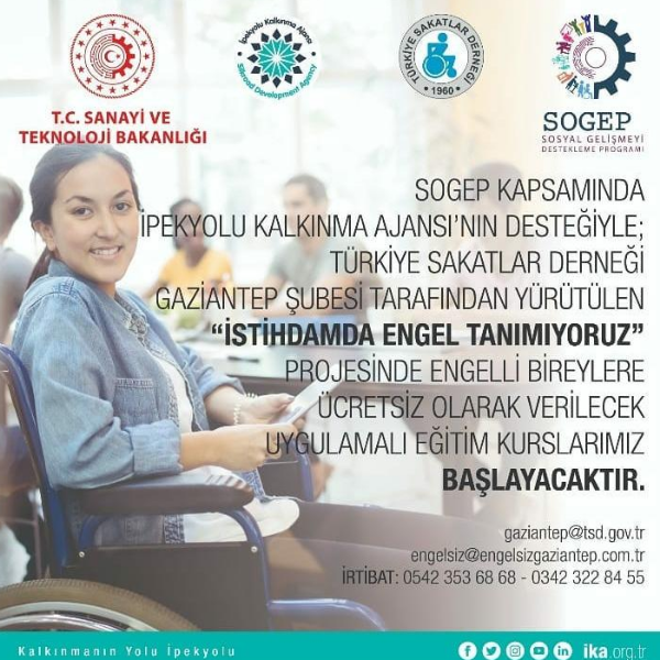 "İstihdamda Engel Tanımıyoruz " Ücretsiz Eğitimlerimize katılmak için 0542 353 6868 numaralı telefonu arayıp kayıt yaptırın